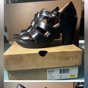 Born Madge Black Leather Platforms